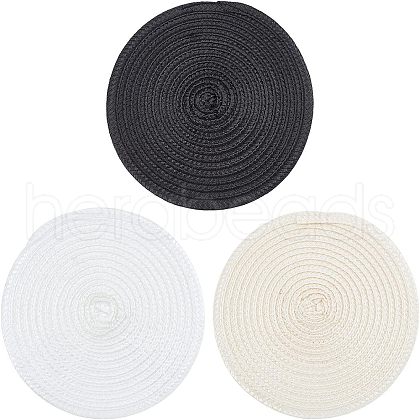 CHGCRAFT 3Pcs 3 Colors Polyester Imitation Straw Round Hat Base for Millinery AJEW-CA0002-79-1