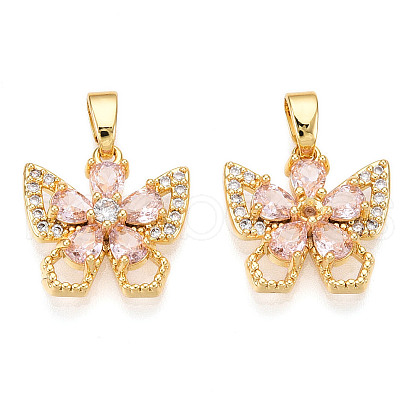 Brass Micro Pave Cubic Zirconia Charms KK-N254-232G-1