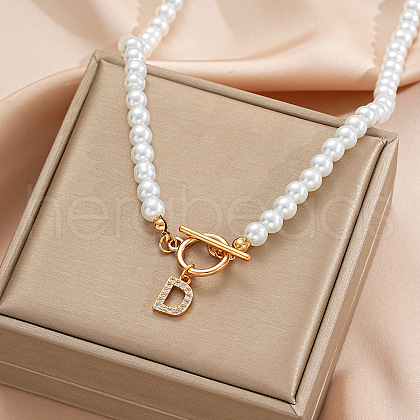 Alloy Crystal Rhinestone Letter Pendant Necklaces FS-WG0709C-03-1