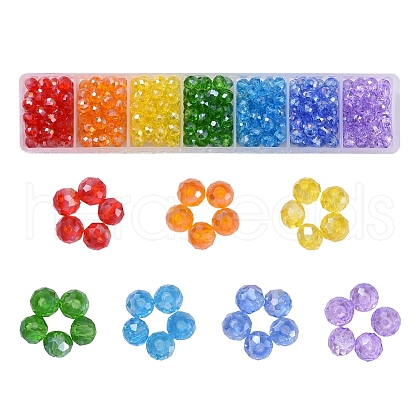 350Pcs 7 Style Baking Paint & Electroplate Glass Beads EGLA-YW0001-18-1