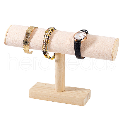 Wood & Velvet T Bar Bracelet Display Stands ODIS-WH0061-40B-1