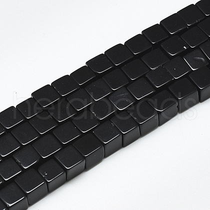 Natural Black Stone Beads Strands G-S357-G23-1