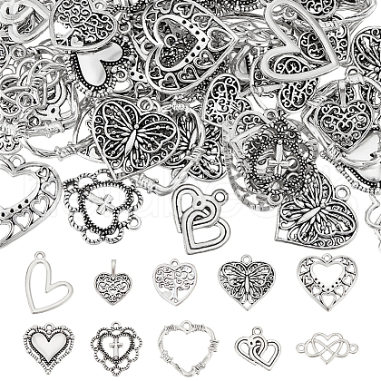Unicraftale 60Pcs 10 Styles Tibetan Style Alloy Pendants FIND-UN0015-56-1