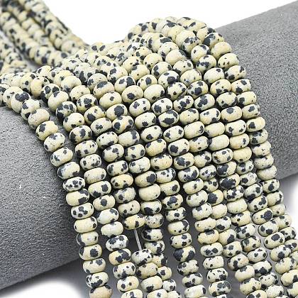 Natural Dalmatian Jasper Beads Strands G-P575-A01-6x4mm-1