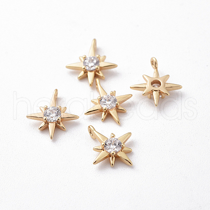 Brass Cubic Zirconia Charms X-KK-S350-285-1