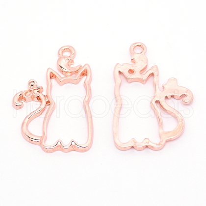 Alloy Open Back Bezel Pendants PALLOY-WH0072-90RG-RS-1