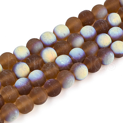 Frosted Transparent Glass Beads Strands GLAA-T032-T8mm-MBB23-1