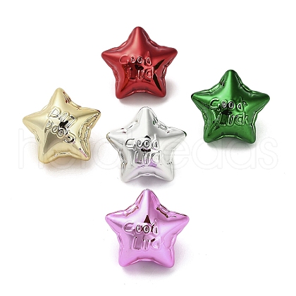 UV Plated Acrylic Star Beads with Word Good Luck OACR-V005-02-1