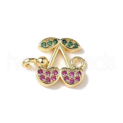 Brass Pave Green and Orchid Cubic Zirconia Cherry Connector Charms KK-I276-47B-G-1
