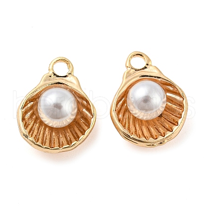 Natural Freshwater Shell Brass Shell Shaped Charms KK-Q806-09G-1