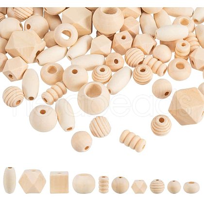 Unfinished Natural Wood Beads WOOD-PH0008-86-1