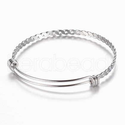 Tarnish Resistant Adjustable 304 Stainless Steel Expandable Bangle Making BJEW-G482-03P-1