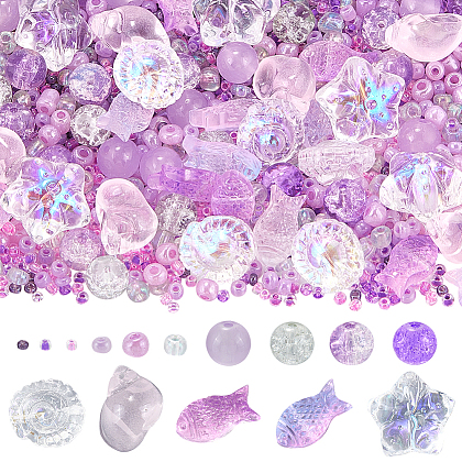 SUNNYCLUE Mixed Styles Transparent Glass Beads GLAA-SC0002-21A-1