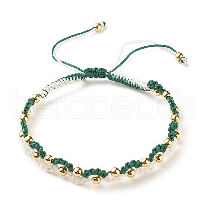 Eye Shape Brass Braided Bead Bracelet BJEW-TA00114-01-1