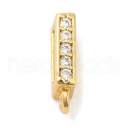 Rack Plating Brass Micro Pave Clear Cubic Zirconia Rectangle Pendant Bails KK-Q781-14G-1