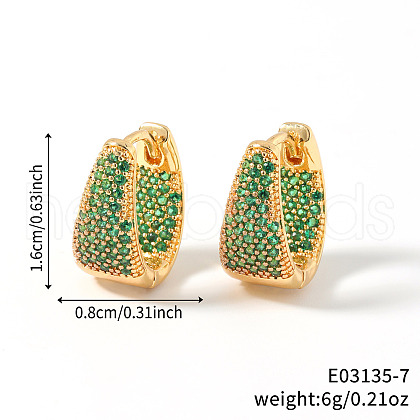 Brass Cubic Zirconia U-shaped Hoop Earrings YK3626-2-1