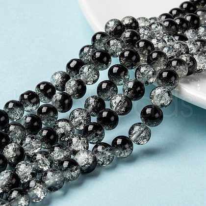 Spray Painted Crackle Glass Beads Strands CCG-Q002-12mm-11-1