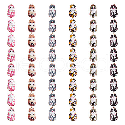 DELORIGIN 48Pcs 6 Styles Alloy Enamel Pendants ENAM-DR0001-05-1