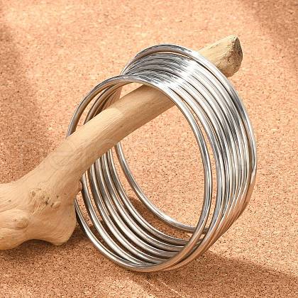 Non-Tarnish Fashion 304 Stainless Steel Buddhist Bangle Sets BJEW-L664-022C-P-1