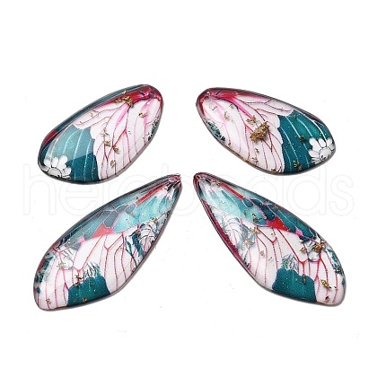 4Pcs Transparent Epoxy Resin Butterfly Wings Pendants RESI-C057-02B-1