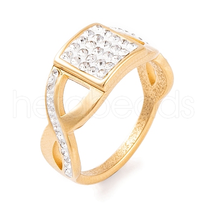 Square 304 Stainless Steel Finger Ring foe Women RJEW-C086-13-G-1