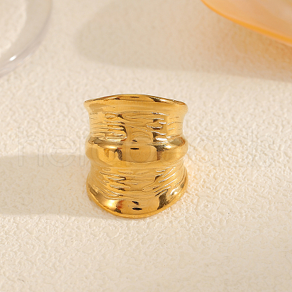 Texture Stainless Steel Open Cuff Rings for Women AA9055-1-1