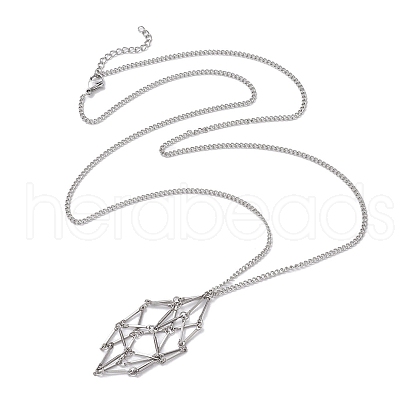 Stainless Steel Macrame Pouch Empty Stone Holder for Necklace Makings NJEW-JN04821-02-1