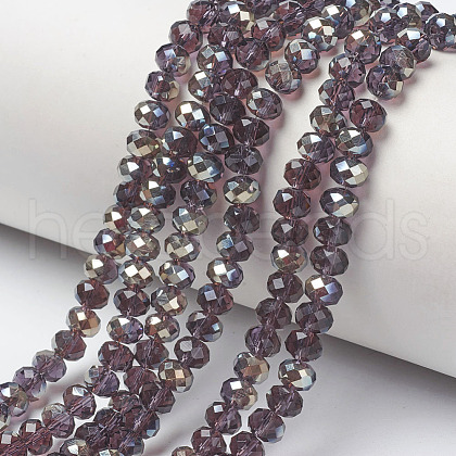 Electroplate Glass Beads Strands EGLA-A034-T4mm-K14-1