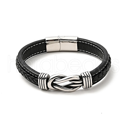 304 Stainless Steel Knot Link Bracelet with Magnetic Clasp BJEW-C021-26P-1