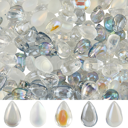 SUNNYCLUE 150Pcs 5 Colors Transparent Spray Painted Glass Charms GLAA-SC0002-16A-1