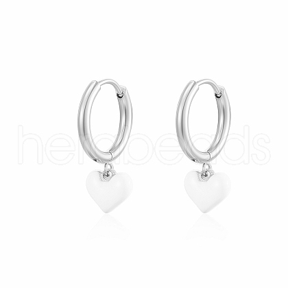 Stainless Steel Heart Hoop Earrings for Women VW3675-2-1