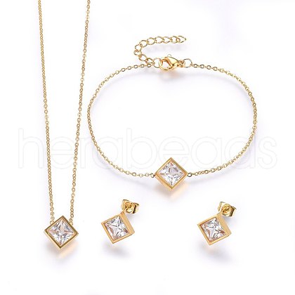 304 Stainless Steel Jewelry Sets SJEW-H137-25G-1