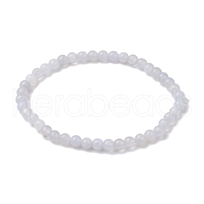 6mm Natural Blue Lace Agate Round Beaded Stretch Bracelets BJEW-JB10855-02-1