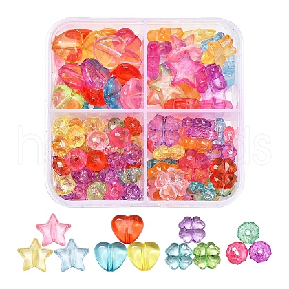 125Pcs 4 Style Transparent Acrylic Beads MACR-YW0001-60-1