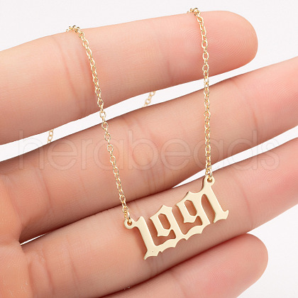 1991 Birth Year Number 201 Stainless Steel Pendant Cable Chain Necklaces FS-WGB5F08-10-1