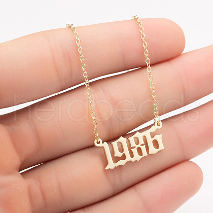 1986 Birth Year Number 201 Stainless Steel Pendant Cable Chain Necklaces FS-WGB5F08-80-1