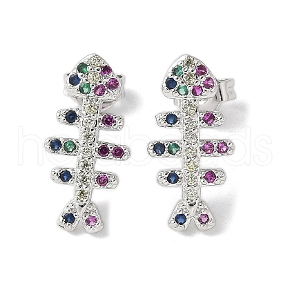 Brass Micro Cubic Zirconia Stud Earrings KK-S516-02P-1