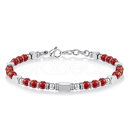 Adjustable 304 Stainless Steel Gemstone Beaded Bracelets FS-WG23DE2-04-1