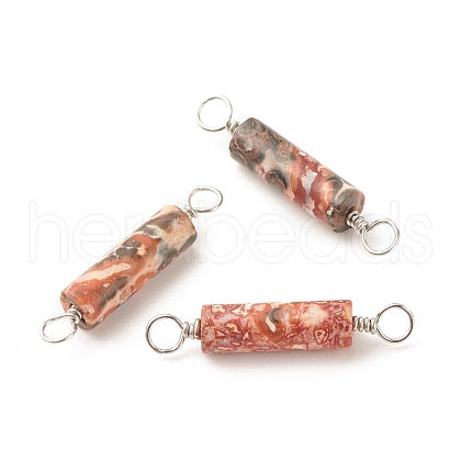 Natural Leopard Skin Jasper Connector Charms PALLOY-JF01574-04-1