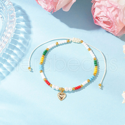 Adjustable Glass Seed Round Beaded Braided Bracelets BJEW-MZ00187-01-1