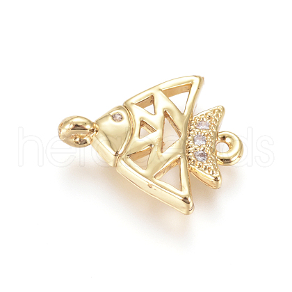 Brass Micro Pave Cubic Zirconia Links connectors ZIRC-L085-16G-1