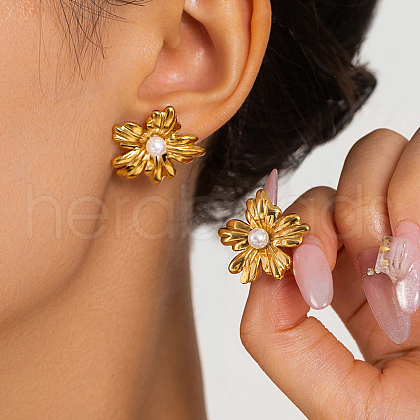 Stainless Steel Flower Stud Earrings GG2778-1-1