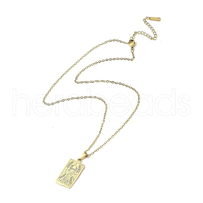 Rectangle with Twelve Constellations Pendant Necklaces NJEW-D069-01G-02-1