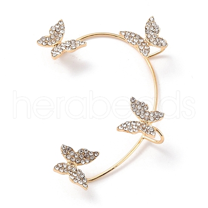 Butterfly Crystal Rhinestone Cuff Earrings for Girl Women Gift EJEW-F275-02A-G-1