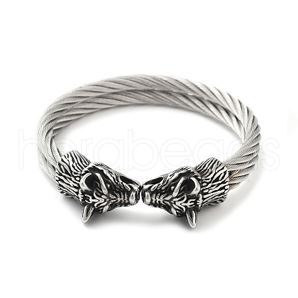 Viking 304 Stainless Steel Open Cuff Bangles for Men BJEW-U001-07L-AS-1