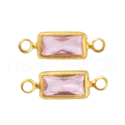 Brass Pave K9 Glass Connector Charms KK-Q059-02C-G-1