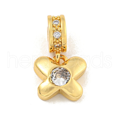 Brass Micro Pave Clear Cubic Zirconia Pendants KK-U007-02G-011-1