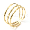 304 Stainless Steel Triple Line Open Cuff Ring for Women RJEW-I098-31G-1
