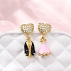 Brass Micro Pave Clear Cubic Zirconia Dangle Stud Earrings EJEW-D322-03G-01-1