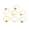 Mother's Day Rings Cubic Zircona Star Open Cuff Ring RJEW-H103-07G-1